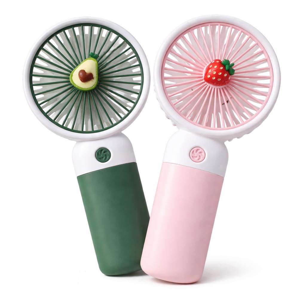 Mini Desk Fan USB Portable with Phone Holder, Cute Fruit Handheld Fan, Quiet Personal Cooling Device for Office Home Travel Outdoor Use