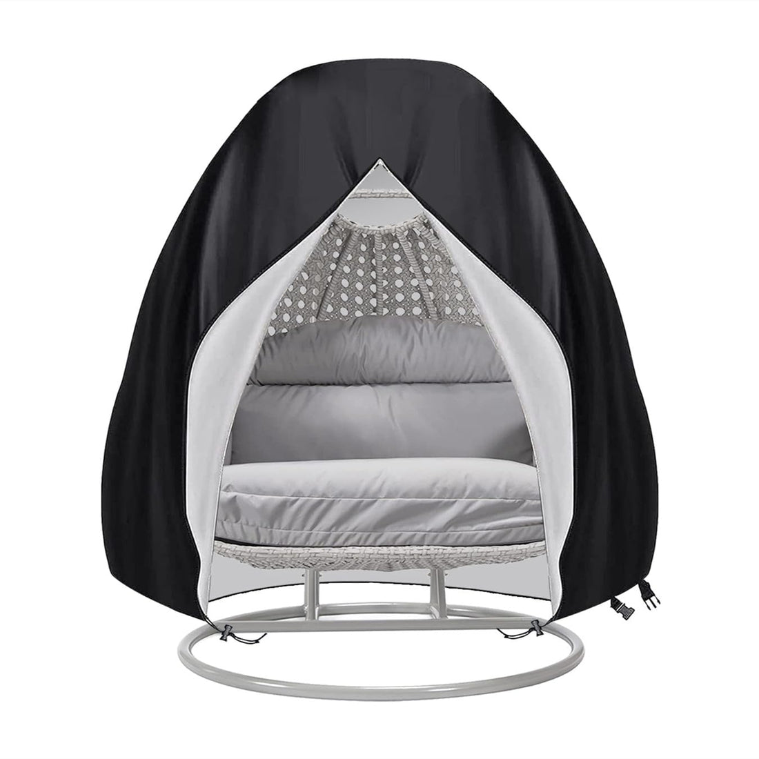 Egg Chair Cover Double - 91x80 Inch Patio Hanging Egg Chair Cover 420D Oxford Durable Waterproof Outdoor Chair Cover for Porch Wicker Egg Swing with Zipper