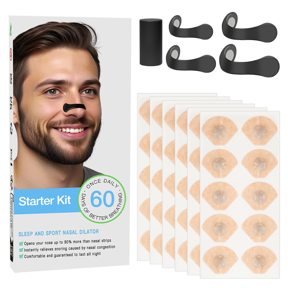 Magnetic Nose Strip, Pack of 60 Breathing Nasal Strips Magnet, Magnetic Nose Strips, Nose Plaster, Snoring Magnet, Better Breathing, Safe and Effective, for Home, Business Trip