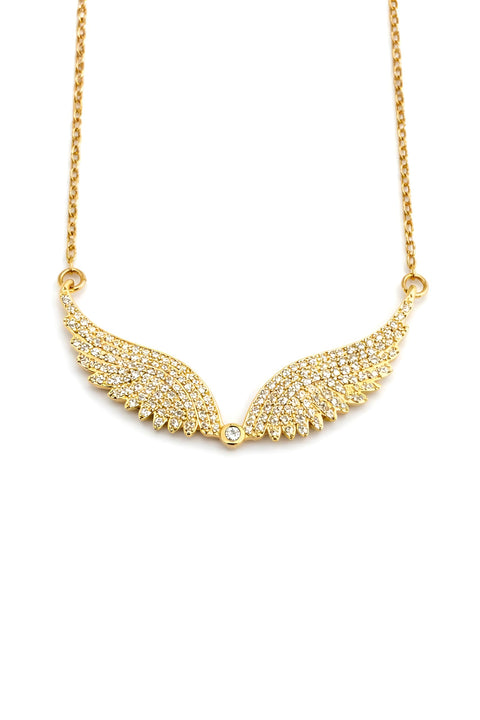 Angel Wings - Elegant gold necklace for women with sparkling antique finish, classic shine, a refined gift idea for special occasions and timeless style