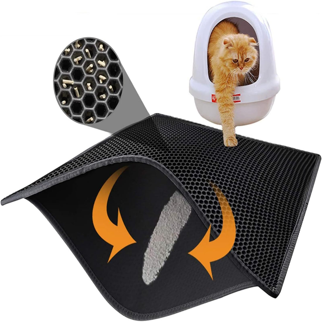Bolivia's Cat Litter Mat - Kitty Trapping With Urine Proof Waterproof No Toxic, Honeycomb Double Layer Design for Less Waste (45 * 60)
