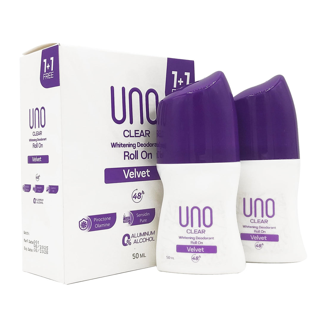 UNO Clear Whitening Deodorant Roll On (Pack Of 2) Velvet - 50ML