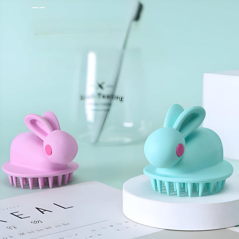 Massage Brush - Cute Rabbit-Shaped Silicone Scalp Massager for Customizable Hair Cleansing, Relaxation, and Improved Blood Circulation During Shampooing Rituals (2 piece of the color shown)
