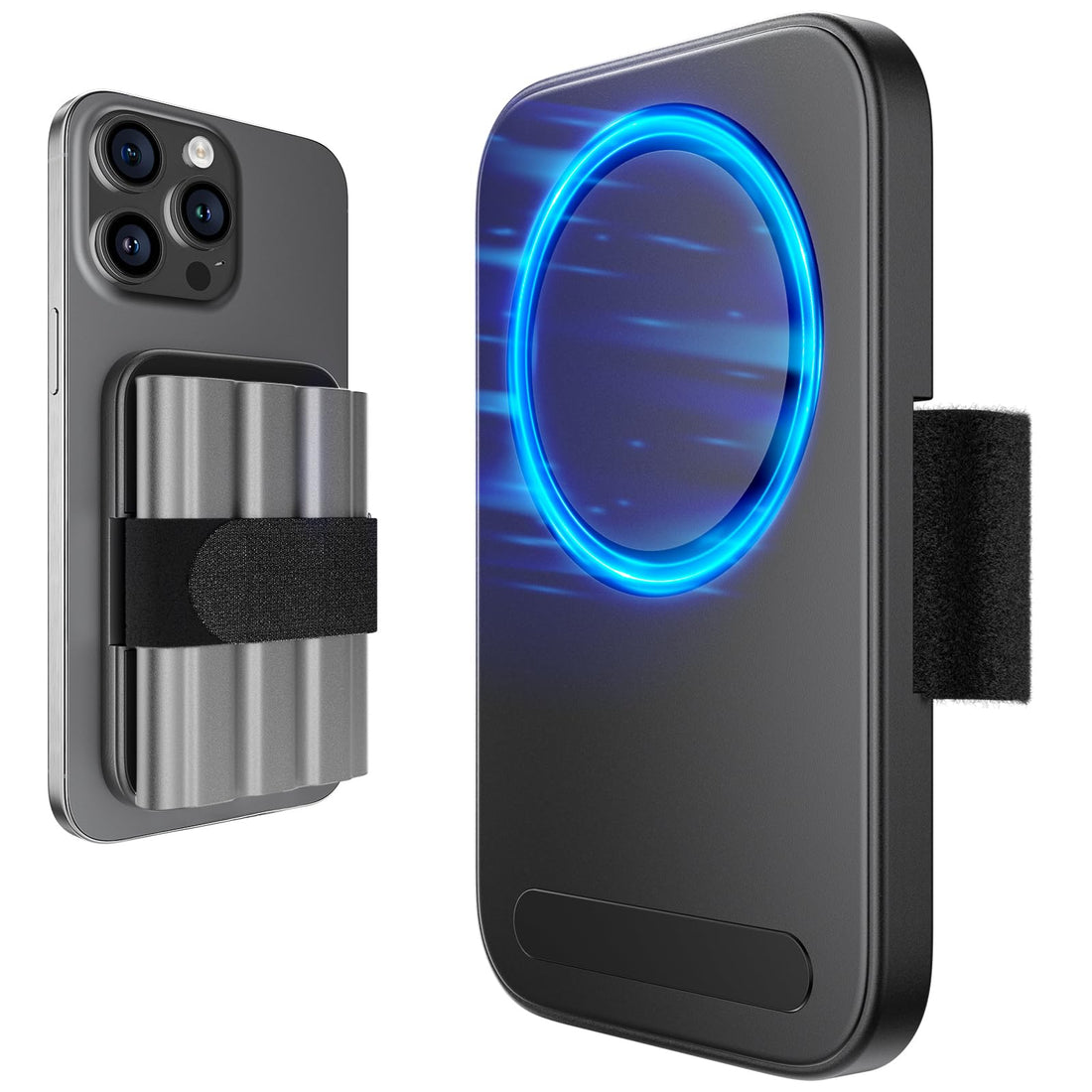 JSAUX Magnetic SSD Clip Designed for iPhone 15 Pro & Pro Max, Filming Accessories for Recording ProRes to SSD & M.2, with Adjustable Velcro Strap and Powerful Magnet to Hold External Storage-Basic