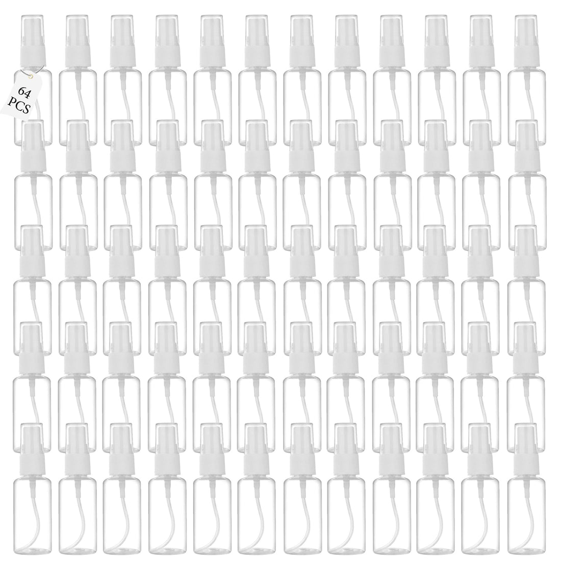 64PCS Clear Plastic Spray Bottles 1 Oz Fine Mist Mini Empty Travel Bottles Small Refillable Liquid Containers Water Spray Bottle for Perfume, Essential Oil, Cleaning Solution