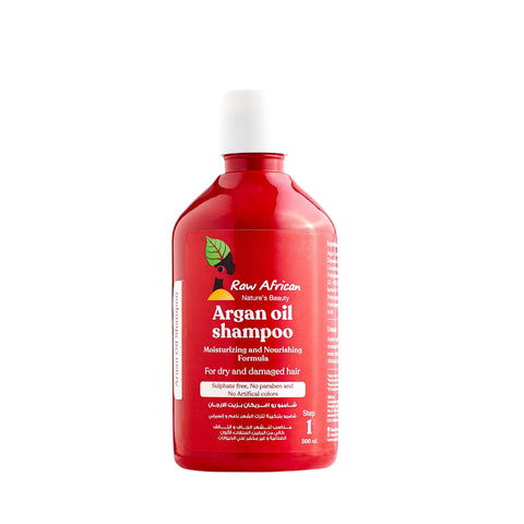 Raw African | Argan Oil Shampoo | Moisturizing | Nourishing | Dry & Damaged Hair | Sulfate-free | Paraben-free | No Artificial Colors | Hair Growth | Anti-Frizz | Healthy & Shiny Hair | 500ml