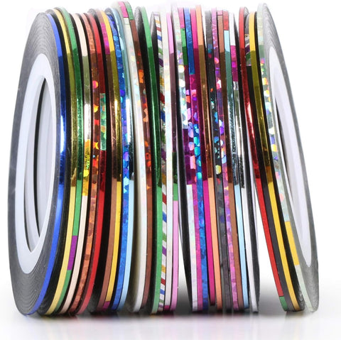 30 Colors Nail Art Striping Tape Lines Kit, Nail Line Tape, Stickers Adhesive Sticker Gold Silver Multicolor Rolls DIY - Decoration Manicure Line Design