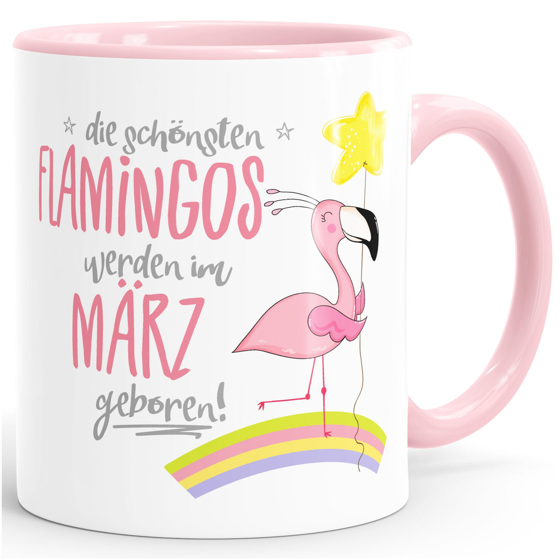 MoonWorks Gift Mug with German Text "Die schönsten Flamingos Werden im März geboren" [German Language] Birthday Month Coffee Mug Pink One Size