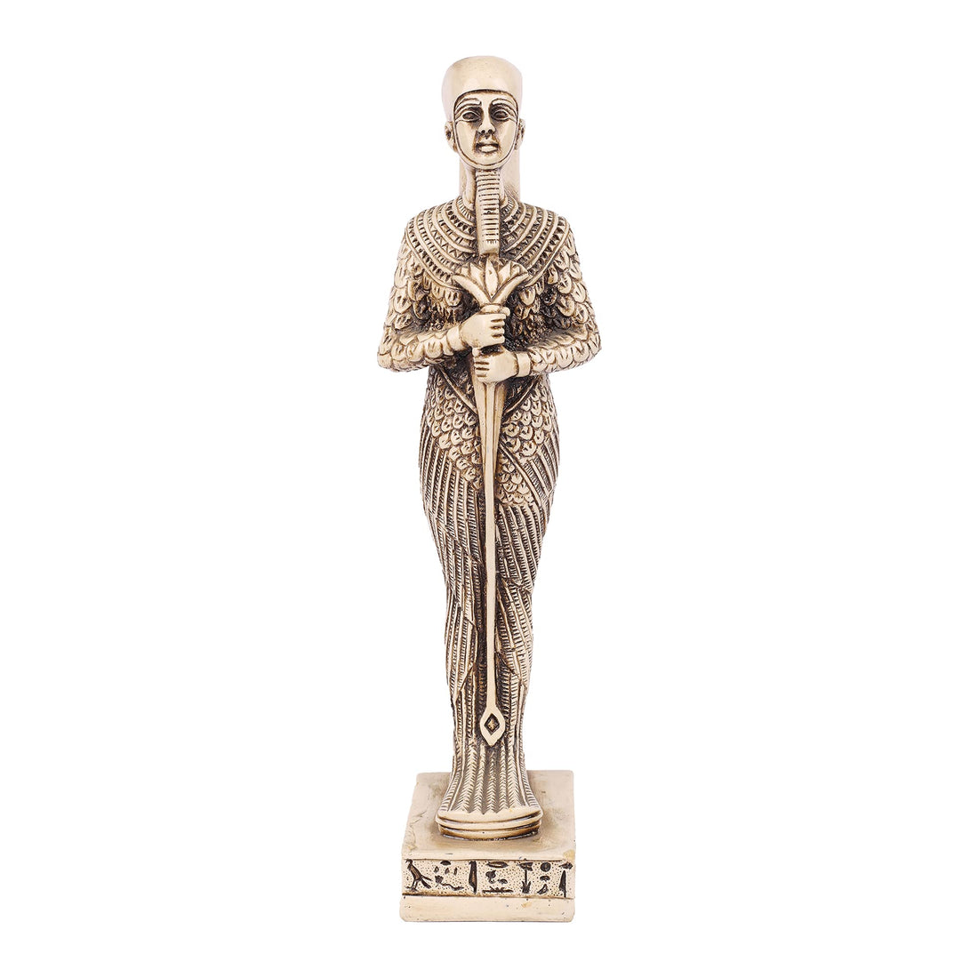 Statue of the Egyptian Lord Ptah-Hotep , Minster and Philosopher writer of the world Oldest Book (2200 BCE) wearing a featherd made of polystone
