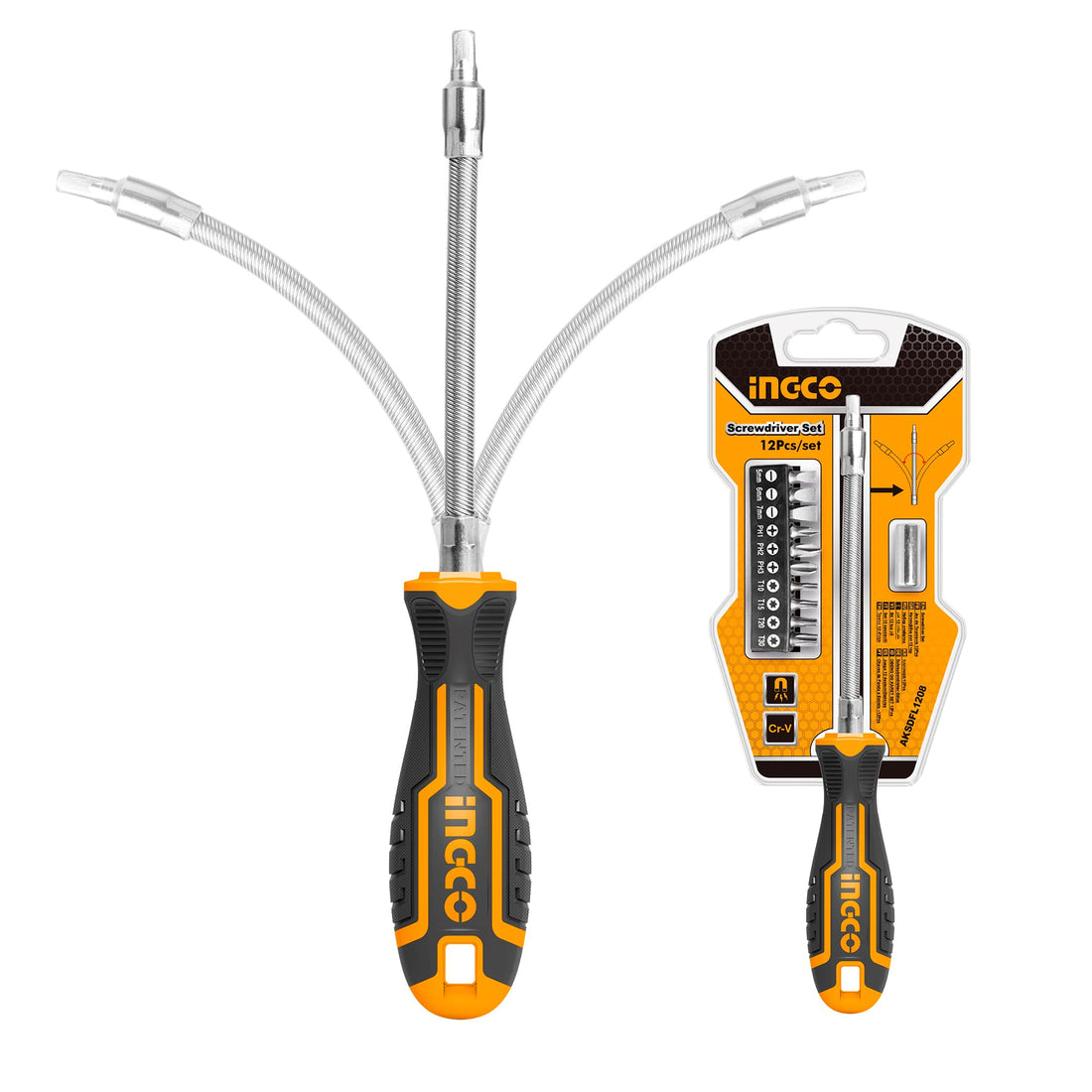 Ingco MALFAH ENTERPRISES 12 Pcs Flexible Shaft Screwdriver Set - AKSDFL1208