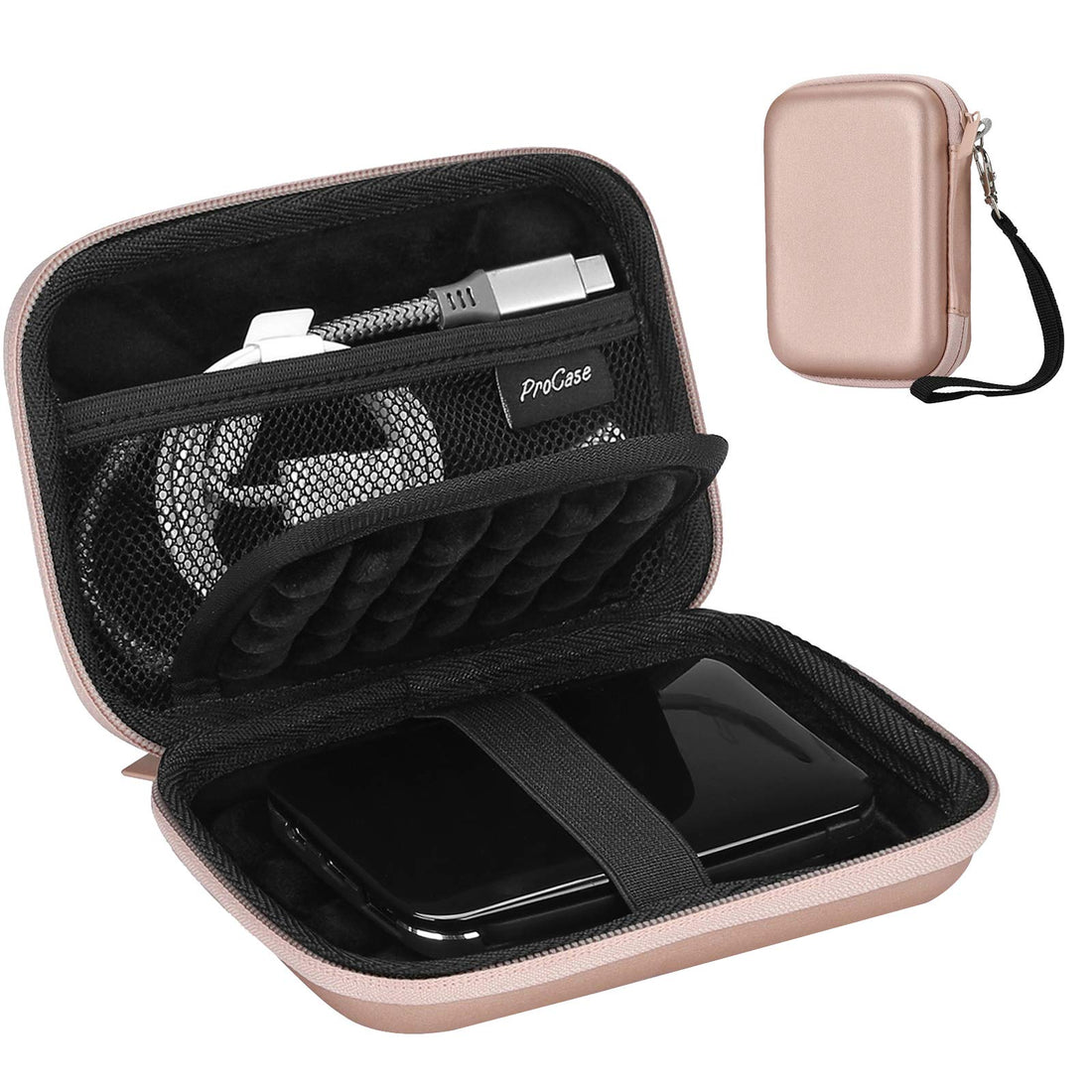ProCase 2.5 Inch External Hard Drive Case Cover for WD, Toshiba, Canvio, Seagate, Samsung SSD HDD, Portable Shockproof 2.5 Inch Pouch with Card Slots and Accessories-Pink