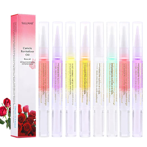 Cuticle Oil Pens with Nail File for Nail Care, Nail Pen Oil with Natural Ingredients, Fingernails and Toenails Oil Cuticle for Repairing Cracked (1 Pc-RANDOM FLOVER)