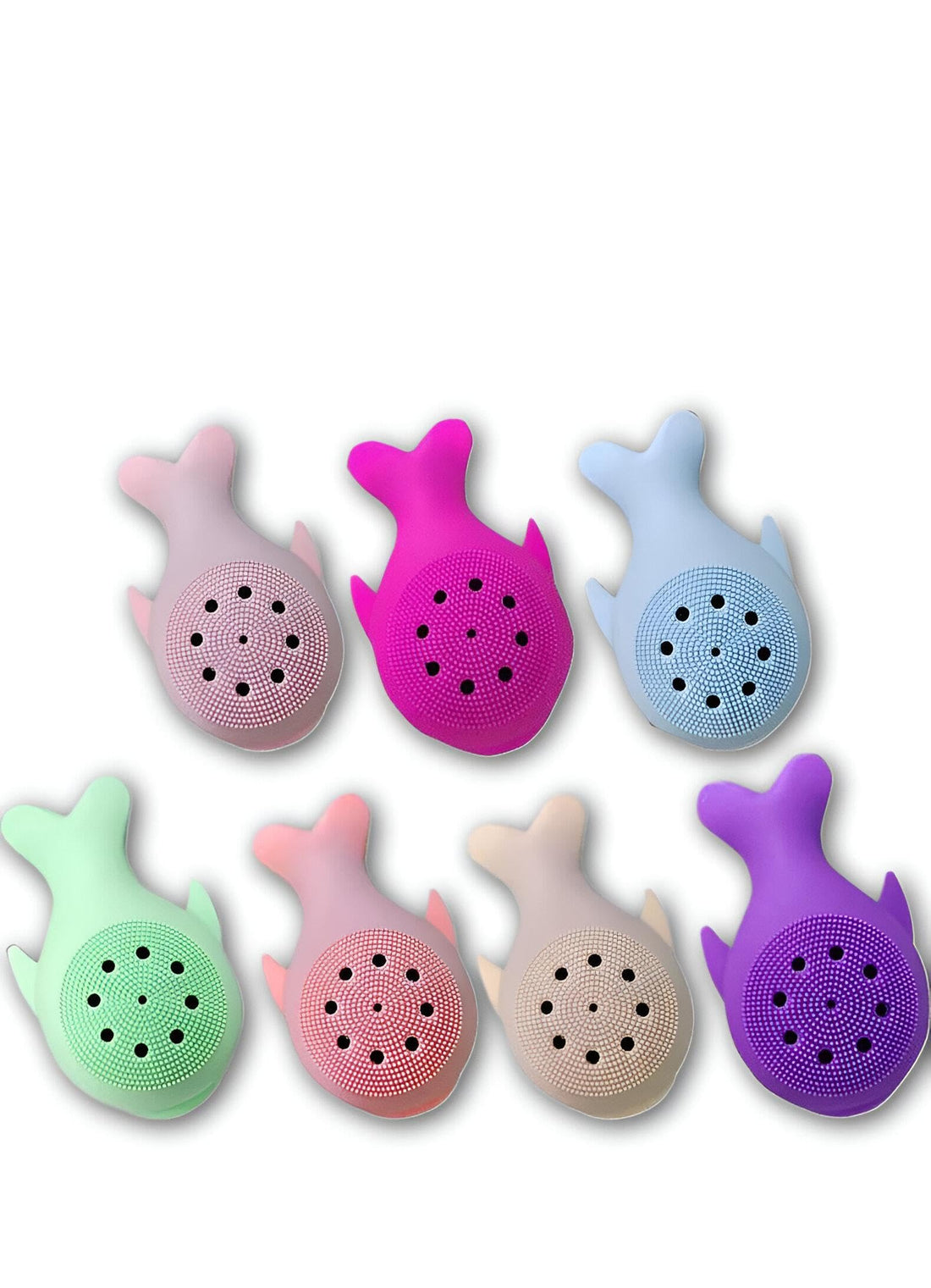 Whale Brush - Soft Silicone Facial Cleaner for Gentle Exfoliation, Smooth Scrubbing, and Efficient Makeup Residue Removal Supporting a Healthy and Clear Skin Glow (7 piece of the color shown)