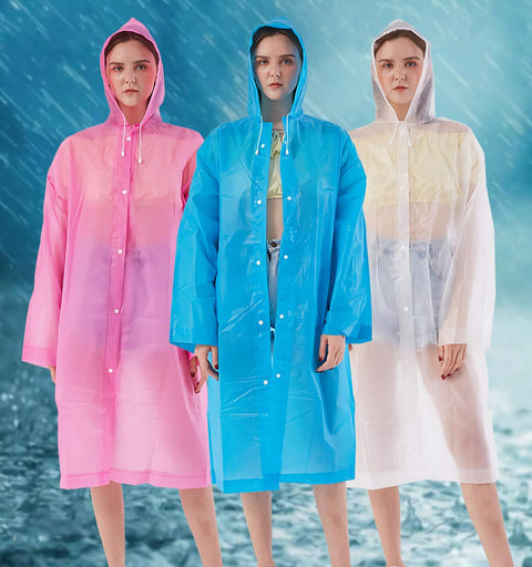 N/A EVA Raincoat Waterproof Rain Poncho Outdoor Rain Jacket with Hood and Sleeves 4 Pack for Men Women, Assorted color