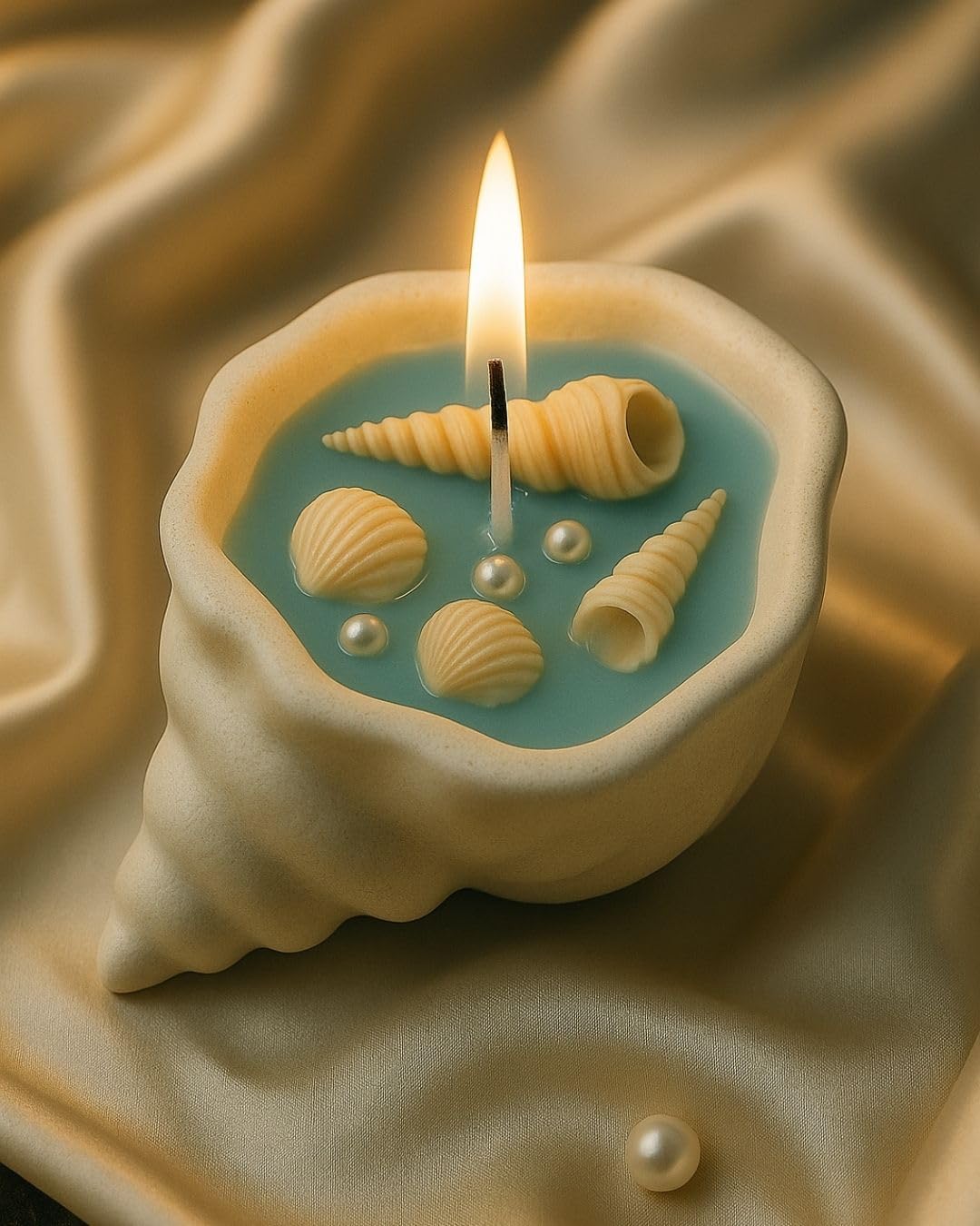 LittUp Seashell Glow Candle | Handcrafted Scented Soy Wax Candle for Home Décor, Pooja, Festive Lighting & Gifting