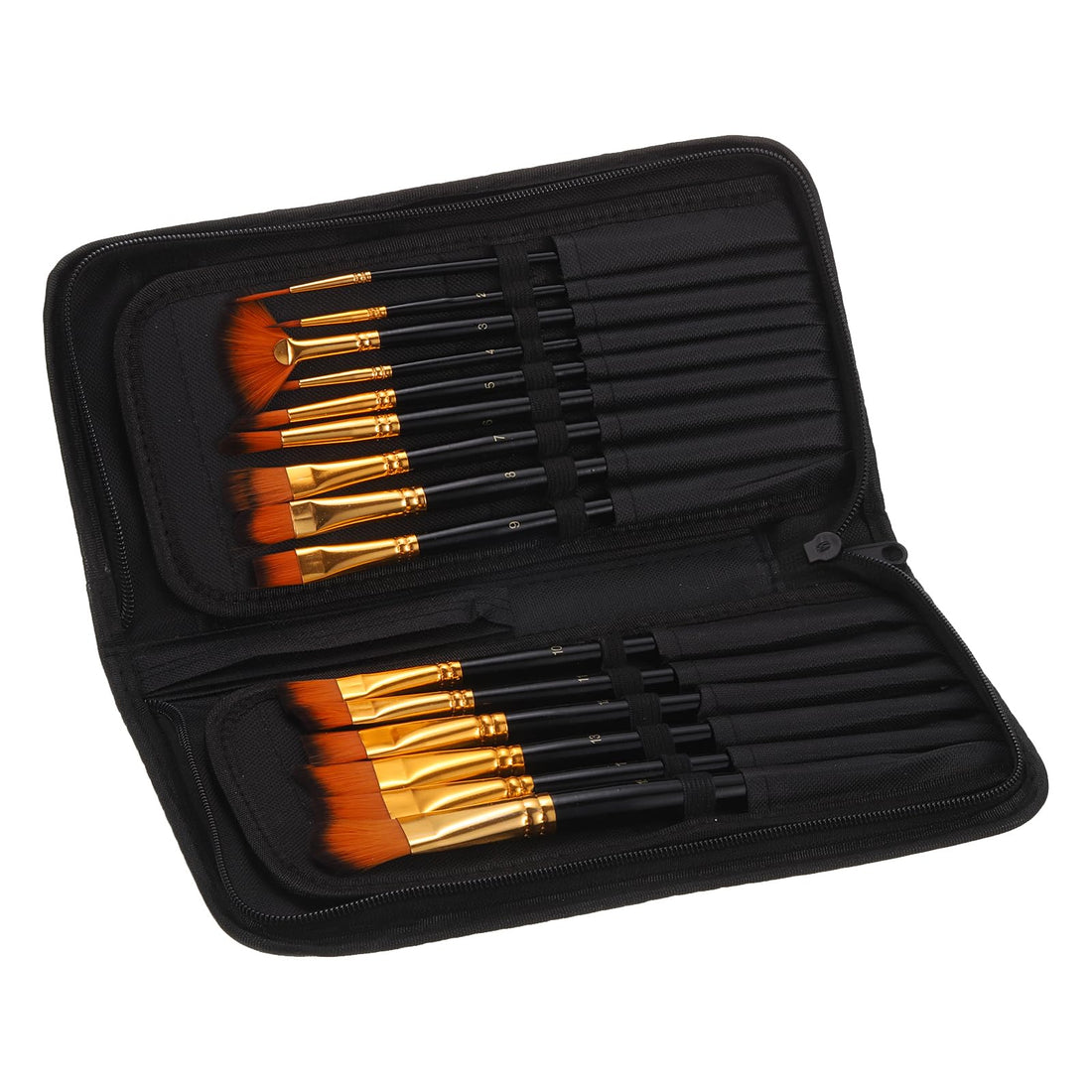 PATIKIL Paint Brushes, 15pcs Watercolor Brushes Acrylic Paint Brushes Set Small Paintbrushes with Carrying Case for Acrylic Painting Art Face Crafts, Black