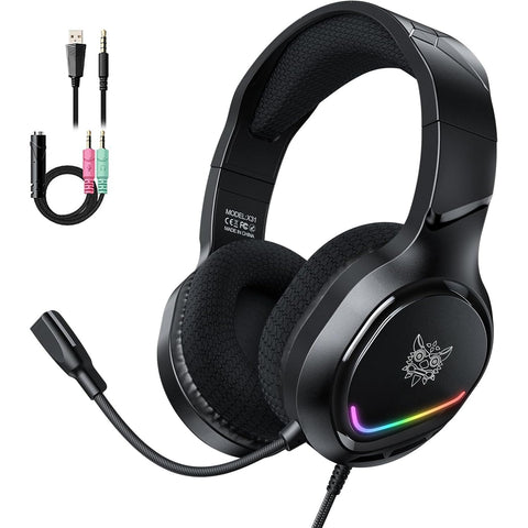 For ONIKUMA X31 Gaming Headset Surround and Noise Cancelling with Flexible Mic, RGB Headphones