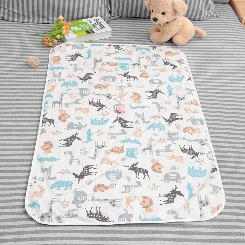 Moro Moro 3 75X120Cm Layers Baby Urine Pad Large Breathable Nappy Waterproof Infant Liner Diaper Changing Cotton Bed Cover Cartoon Newborn Diaper Changing Mat(Beige Deer)