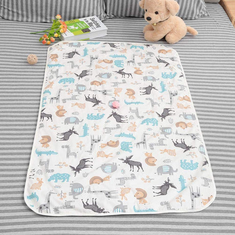 Moro Moro 3 75X120Cm Layers Baby Urine Pad Large Breathable Nappy Waterproof Infant Liner Diaper Changing Cotton Bed Cover Cartoon Newborn Diaper Changing Mat(Beige Deer)