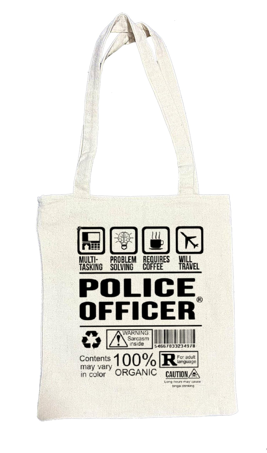 Youth art job work text white tote bag 39 police officer
