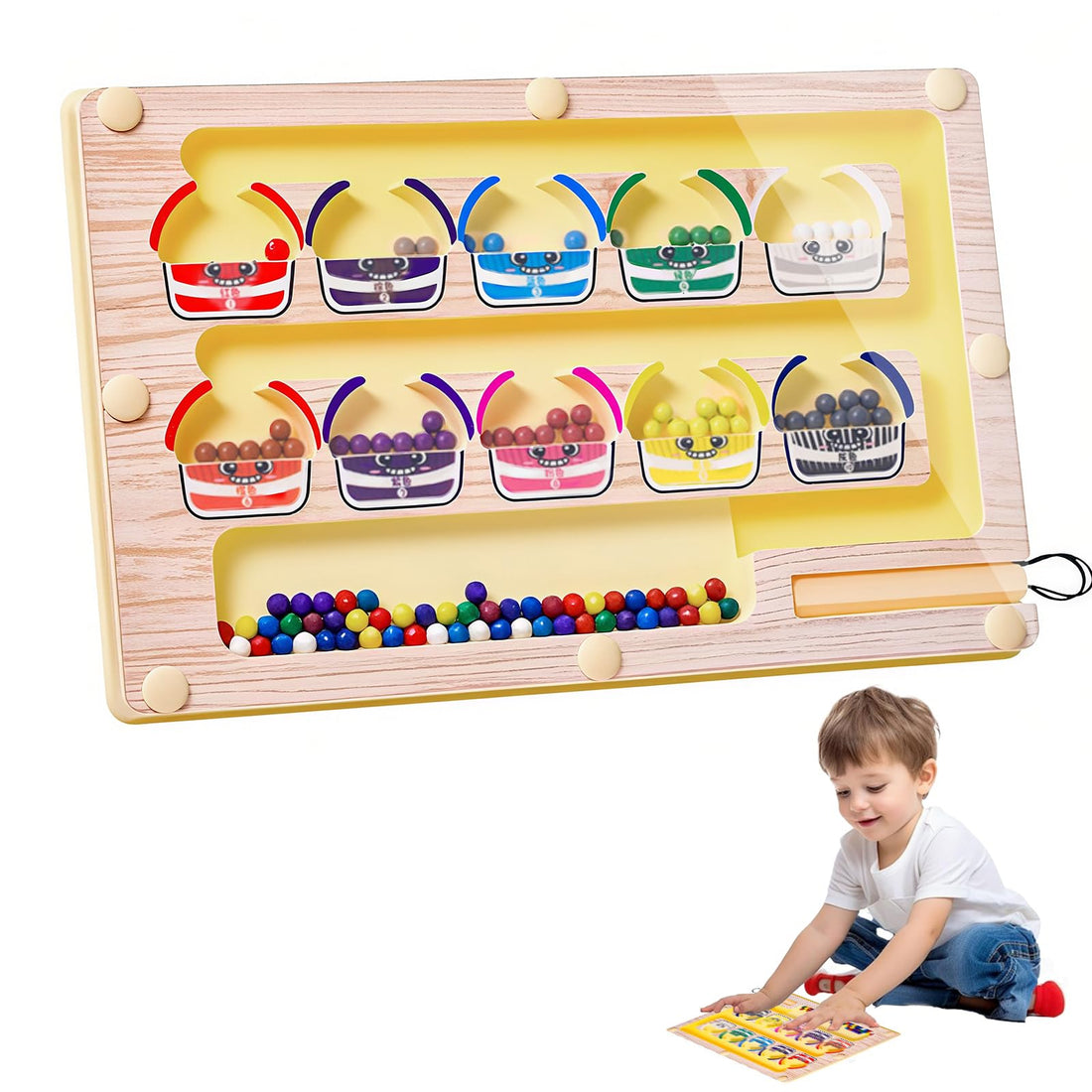 Magnetic Game Labyrinth, Magnetic Educational Game for Digital Colours, Suitable Games from 3 Years, Labyrinth, Labyrinth Game for Learning to Classify and Sort