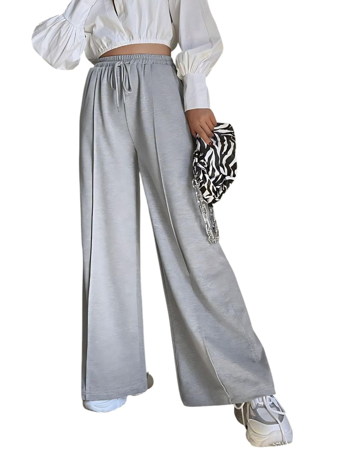 MIZEH Women's Wide Leg Sweatpants - Comfortable and Trendy Everyday Wear High Waist Wide Leg Sweatpants for Girls and Women