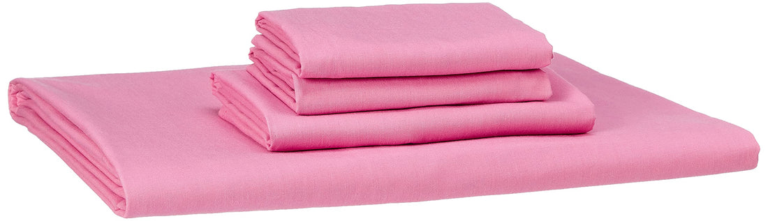 NICE HOME Flat Bed Sheet Set - 3 Pillow Cases and 1 Bed Sheet - Size 160x200cm Dark Red 4.0 Piece