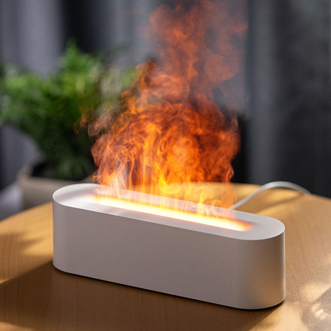 Flame Essential Oil Diffuser, Upgrade 7 Colour Lights Aromatherapy Diffuser, Oil Diffusers, Air Humidifier, Aroma Diffusers for Home, Bedroom, Office, Timer & Waterless Auto Off 150ml (White)