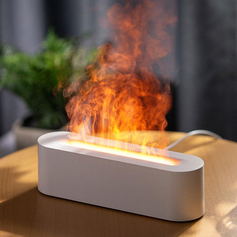 Flame Essential Oil Diffuser, Upgrade 7 Colour Lights Aromatherapy Diffuser, Oil Diffusers, Air Humidifier, Aroma Diffusers for Home, Bedroom, Office, Timer & Waterless Auto Off 150ml (White)