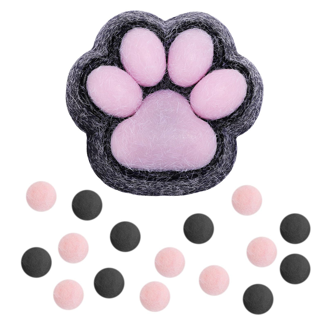PEUTIER Cat Paw Squeeze Squishy Toys, Plastic Taba Soft Cat Paw with 10 Mini Balls Novelty Kawaii Jelly Cute Kitty Paw Soft Stress Relaxing Animals Fidget Toys for Kids Teenagers Adults (Black Pink)