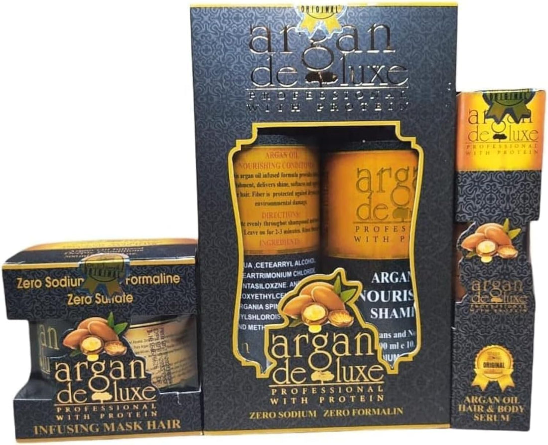 Argan Deluxe Set (Shampoo & Conditioner 500ml - Argan Treatment 125ml)