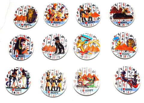 12 pieces of Immatgar Pharaonic Fridge Magnet - Egyptian Souvenir, Ancient Egypt Decor Collectible Magnetic Ornament for Kitchen, Home Office Décor (Diverse - Multicolor)