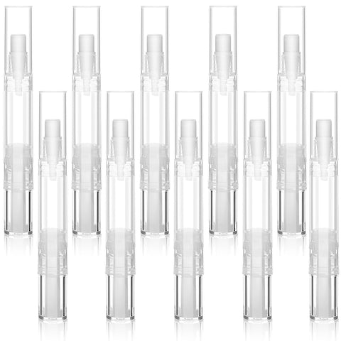 Rvetol 10 Pack 5 ML Cuticle Oil Pens, Empty Nail Oil Pen Transparent Twist Pens with Brush Tip Cosmetic Lip Gloss Containers Applicators Eyelash Growth Liquid Tube
