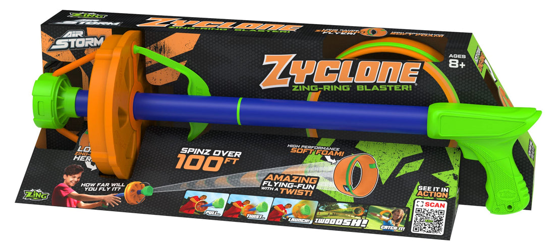 AIR STORM Zing Airstorm As777 Zyclone Zing-Ring Blaster - Includes 1 Zyclone And 1 Zing-Ring, Launches Rings Up To 75 Feet