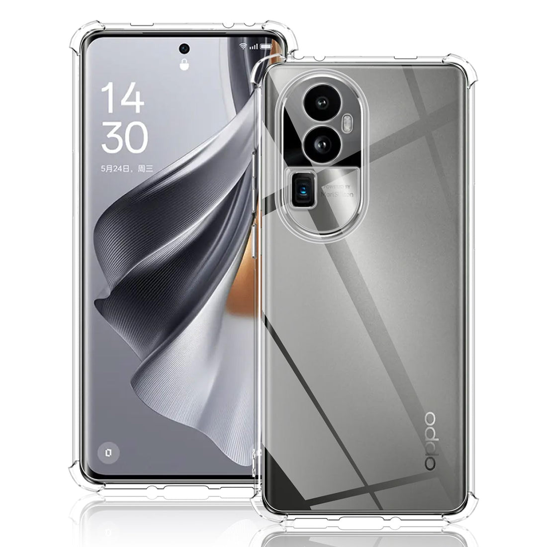 Yanwom Silicone Case Compatible with Oppo Reno 10 Pro Plus Case, Anti-Scratch, Shockproof Anti-Fall Soft TPU Silicone Cover – Transparent