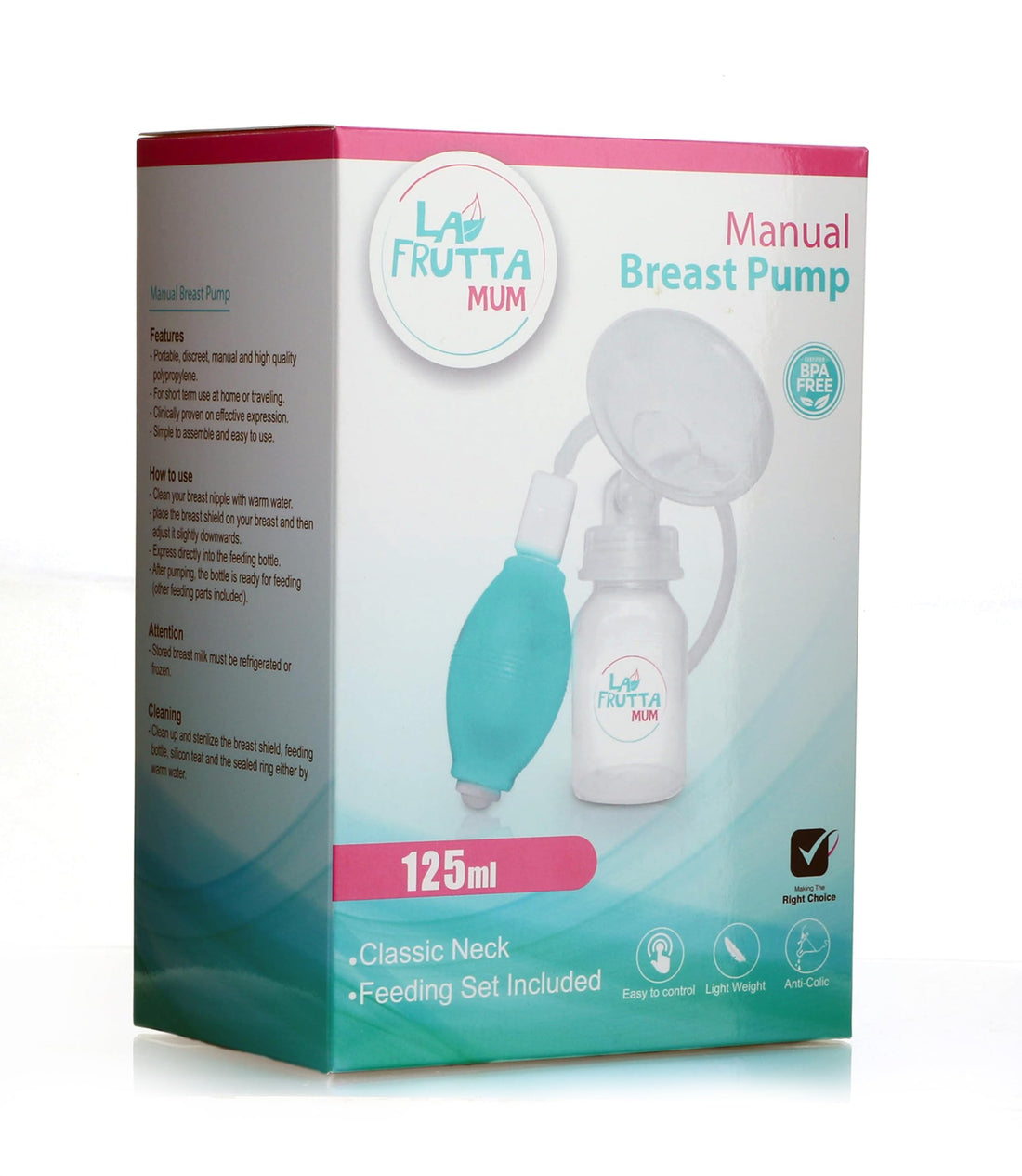 Manual Breast Pump Milk Pump, Soft & Gentle, Manual, BPA Free,Classic baby bottle 125ml,Silicone nipple.