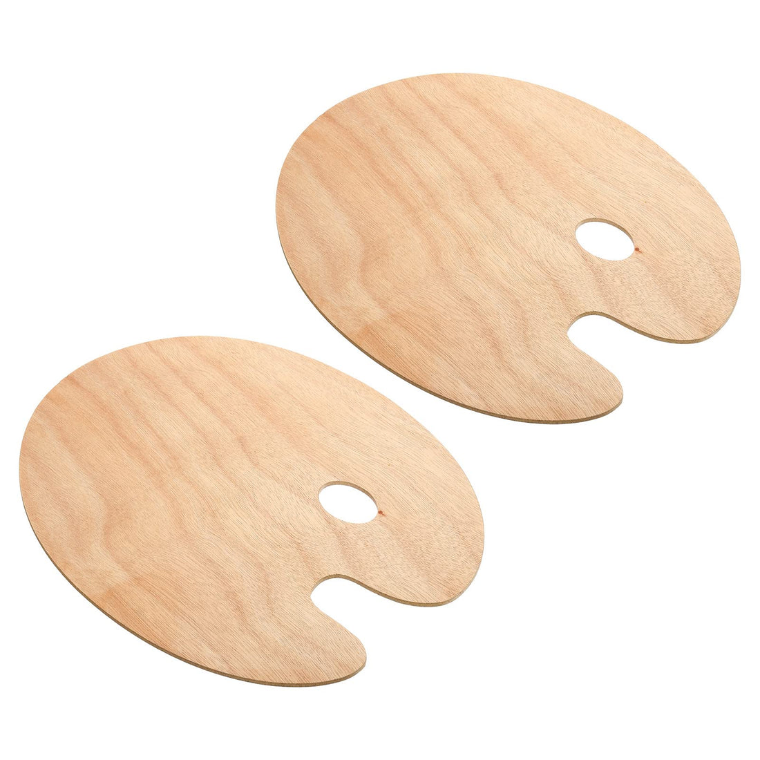 PATIKIL 9" x 12" Paint Tray Palette, 2 Pack Painting Pallet Holder with Thumb Hole Oval, Wood Color
