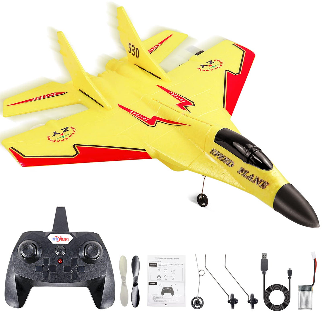 HAPTIME 2 CH Rc Plane for Kids, Remote Control Airplane - 2.4 Ghz RC Airplane Jet Plane with Light Strip, Easy to Fly RC Glider Aircraft, Jet Fighter Toys Gift for Beginner Adult