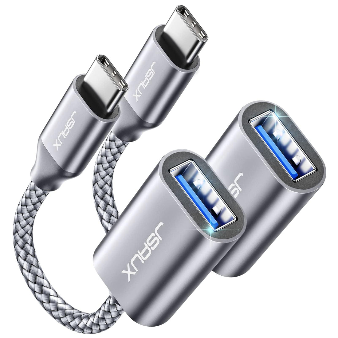 JSAUX® USB C to USB Adapter [2 Pack], USB Type C Male to USB 3.0 Female OTG Cable Thunderbolt3 to USB Adapter Compatible with MacBook Pro