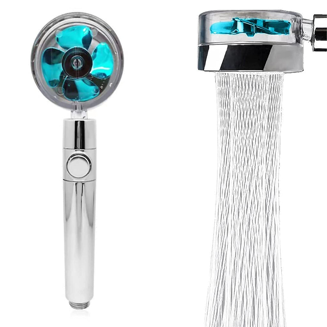 Concepta High-Pressure Water Saving Hand Shower With 2 Filter Cotton, 360° Rotating Water Shower Head With Pause Switch Turbocharged - Silver