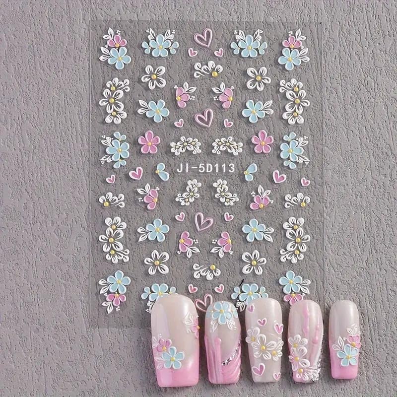Modern 5D Nail Sticker - 3D Nail Art Design - Attractive Look in Minutes - High Quality Sticker Compatible with Nail Polish and Gel (l)