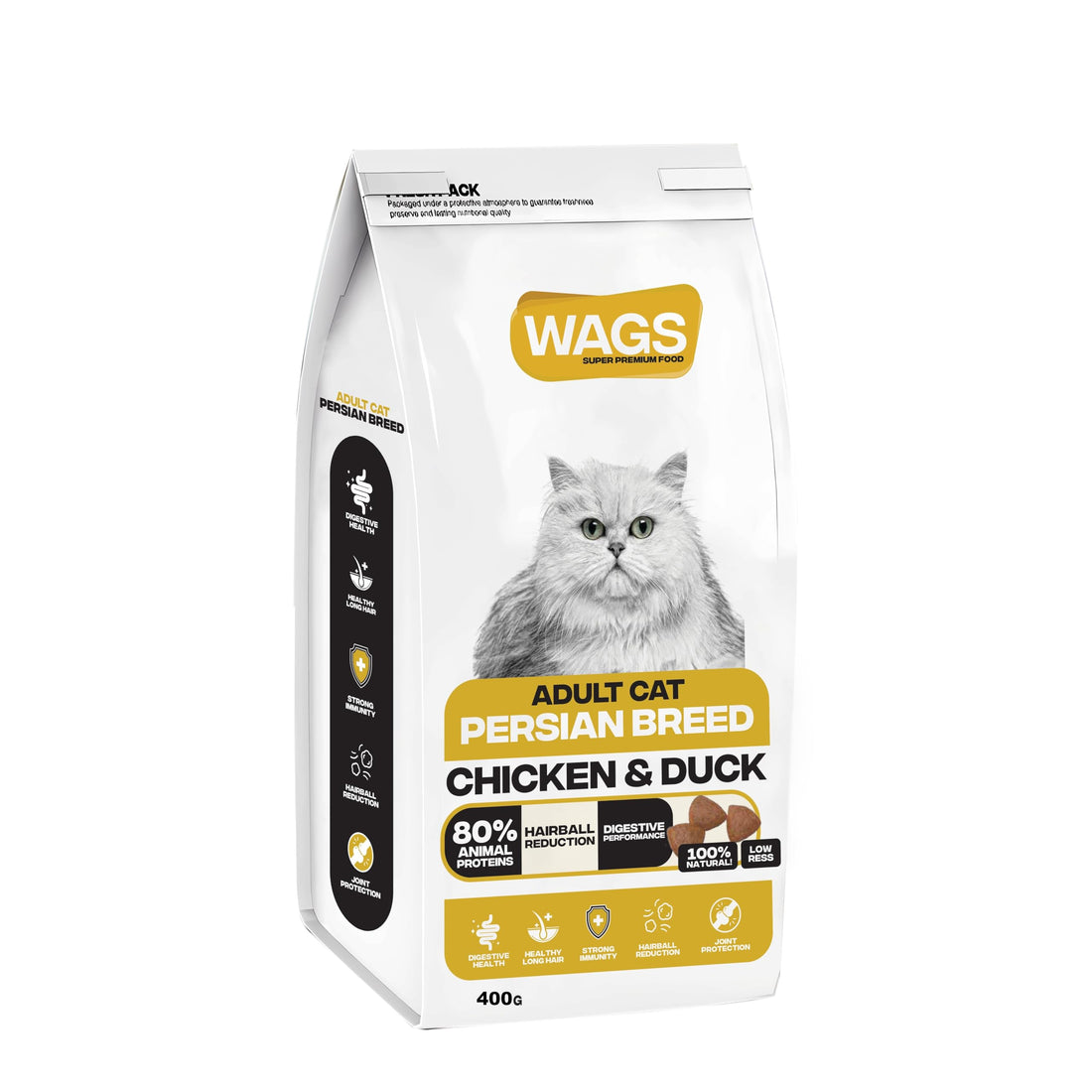 WAGS Chicken and Duck Cat dry Food for Persian Adult -400G