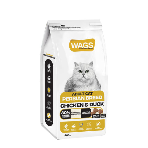 WAGS Chicken and Duck Cat dry Food for Persian Adult -400G