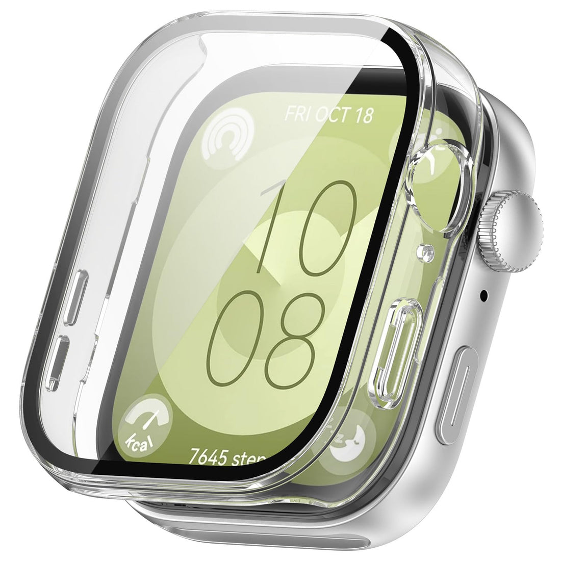 Beauenty for Huawei Watch Fit 3 (2024) Tempered Glass PC Cover 2 In 1 Watch Screen Protector Cover Full Coverage Bumper Case (Clear)