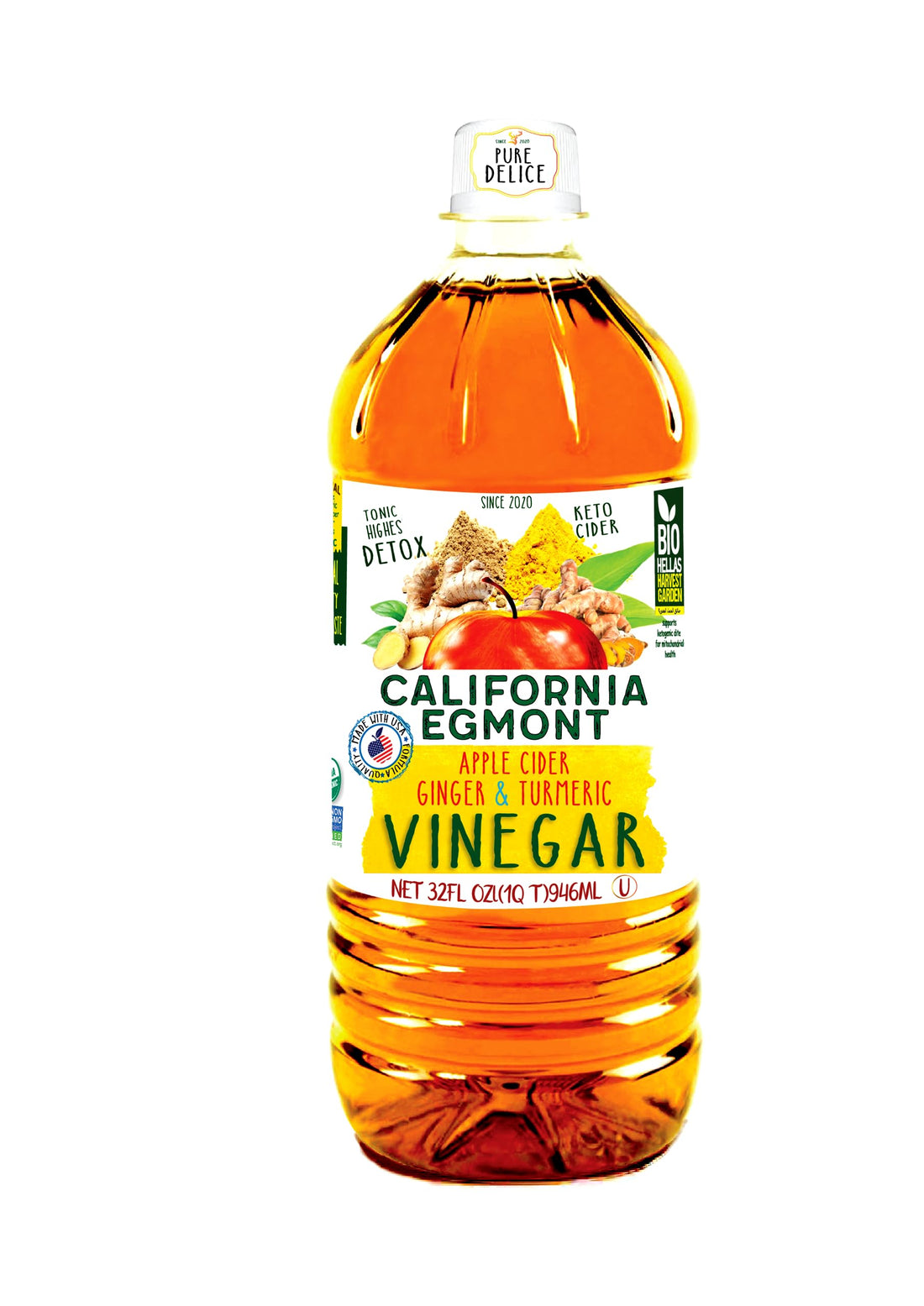 Apple Cider Vinegar with Turmeric & Ginger 100% Fermented Organic California Egmont [ Anti-Obesity ] - Powerful Antioxidant (Organic Keto Cedar with Organic Probiotics) (946g, Mink 6)