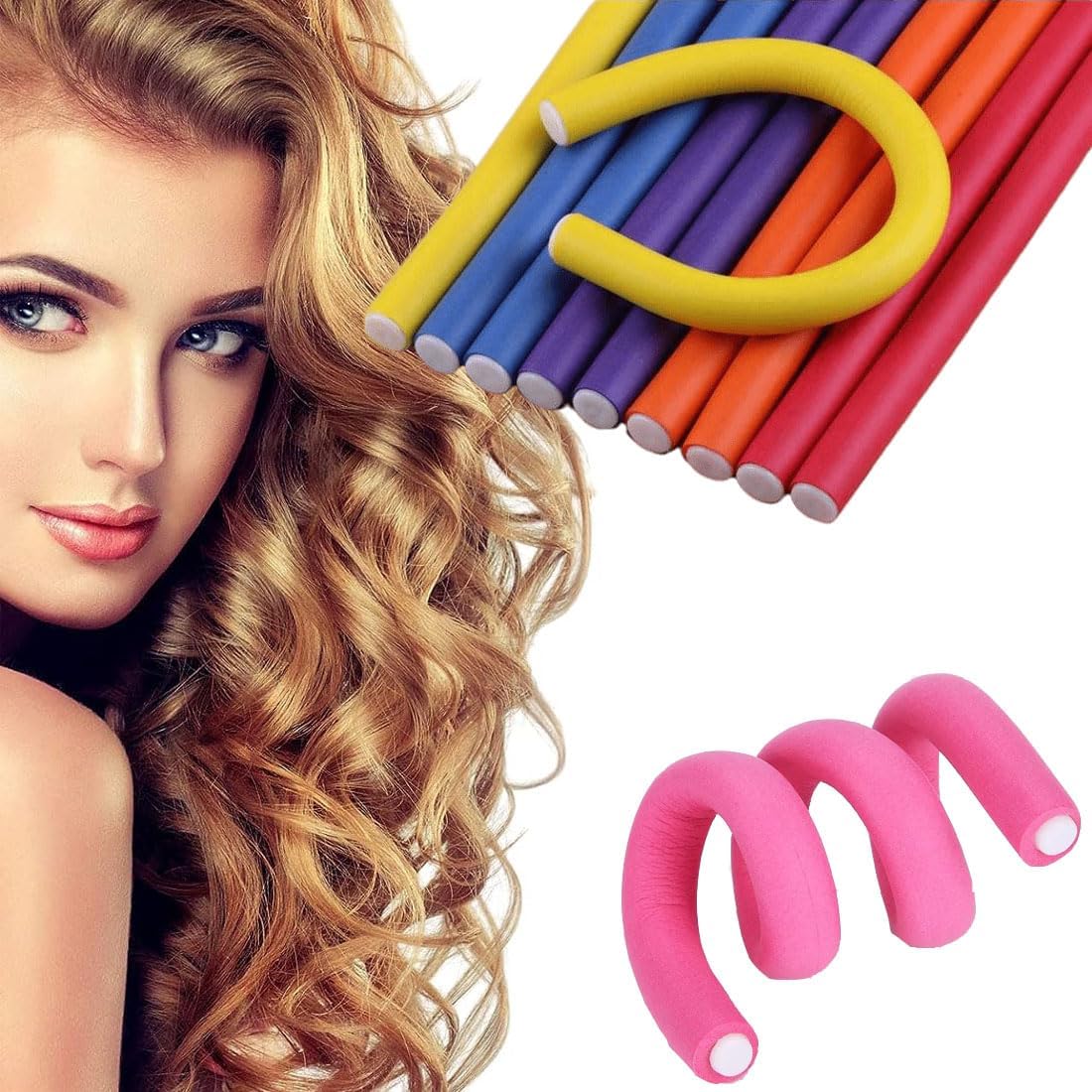 10 pcs/Lot Soft Hair Curler Roller Curl Hair Bendy Rollers DIY Magic Hair Curlers Tool Styling Rollers Sponge Hair Curling (Color : 10pcs random colors)