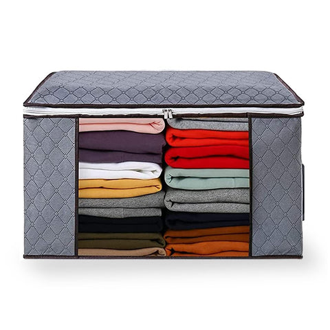 105L Clothes Storage Bag Organizer,Closet Organizer,Underbed Storage Containers with Reinforced Handle Thick Fabric for Comforters,Blankets,Foldable with Sturdy Zipper 70 * 50 * 30cm-Multi color