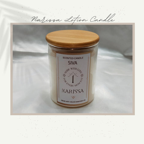 Narissa Luxury Scented Lotion Candle - Soy Wax, Cocoa Butter, Shea Butter, Avocado Oil, Essential Oil, 150ml Glass Jar, Smokeless and Body Moisturizer (Lavender)