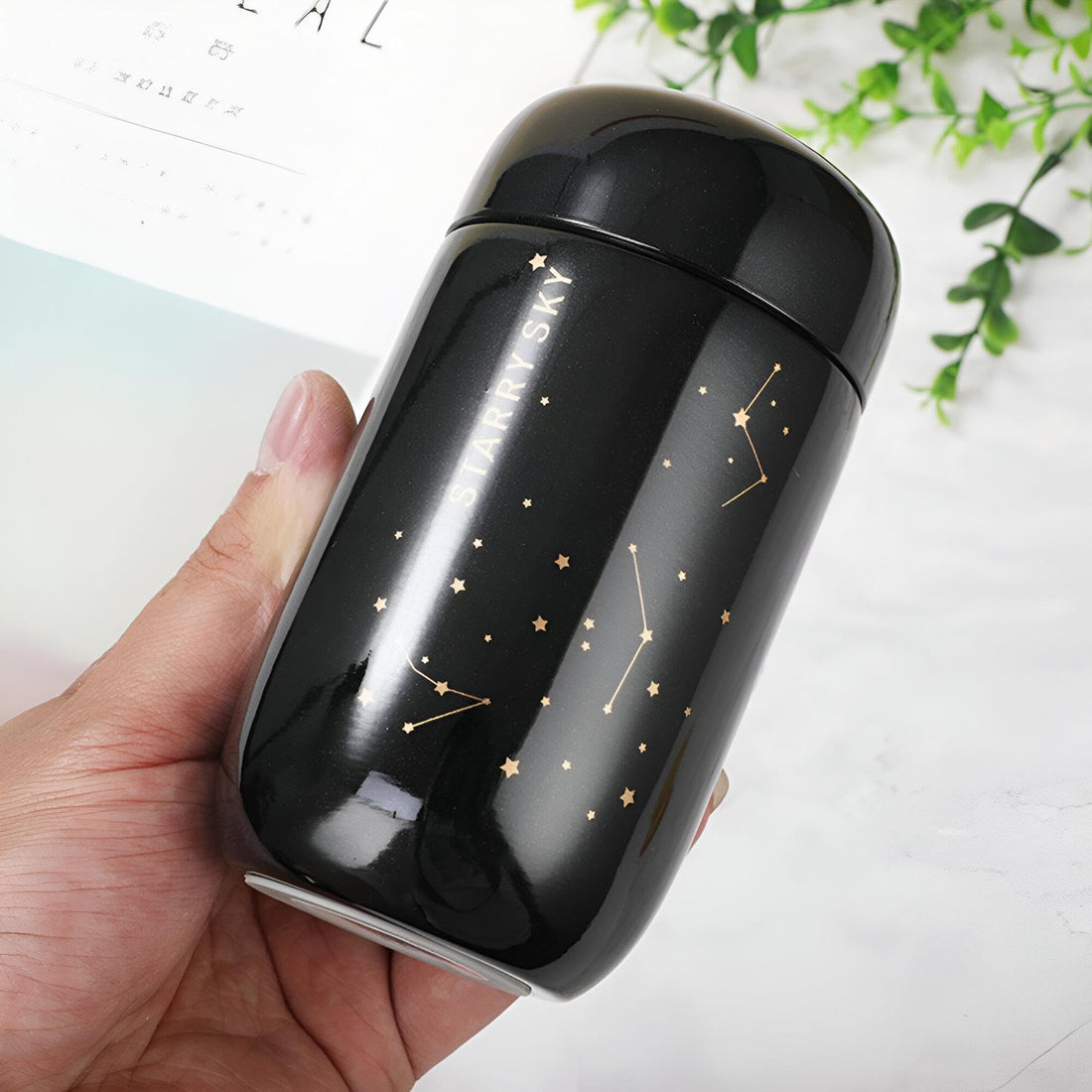 Compact Coffee Cup - Perfectly sized 200ml portable mug that balances functionality and aesthetic, featuring a starry sky design that coffee lovers will find attractive and useful.
