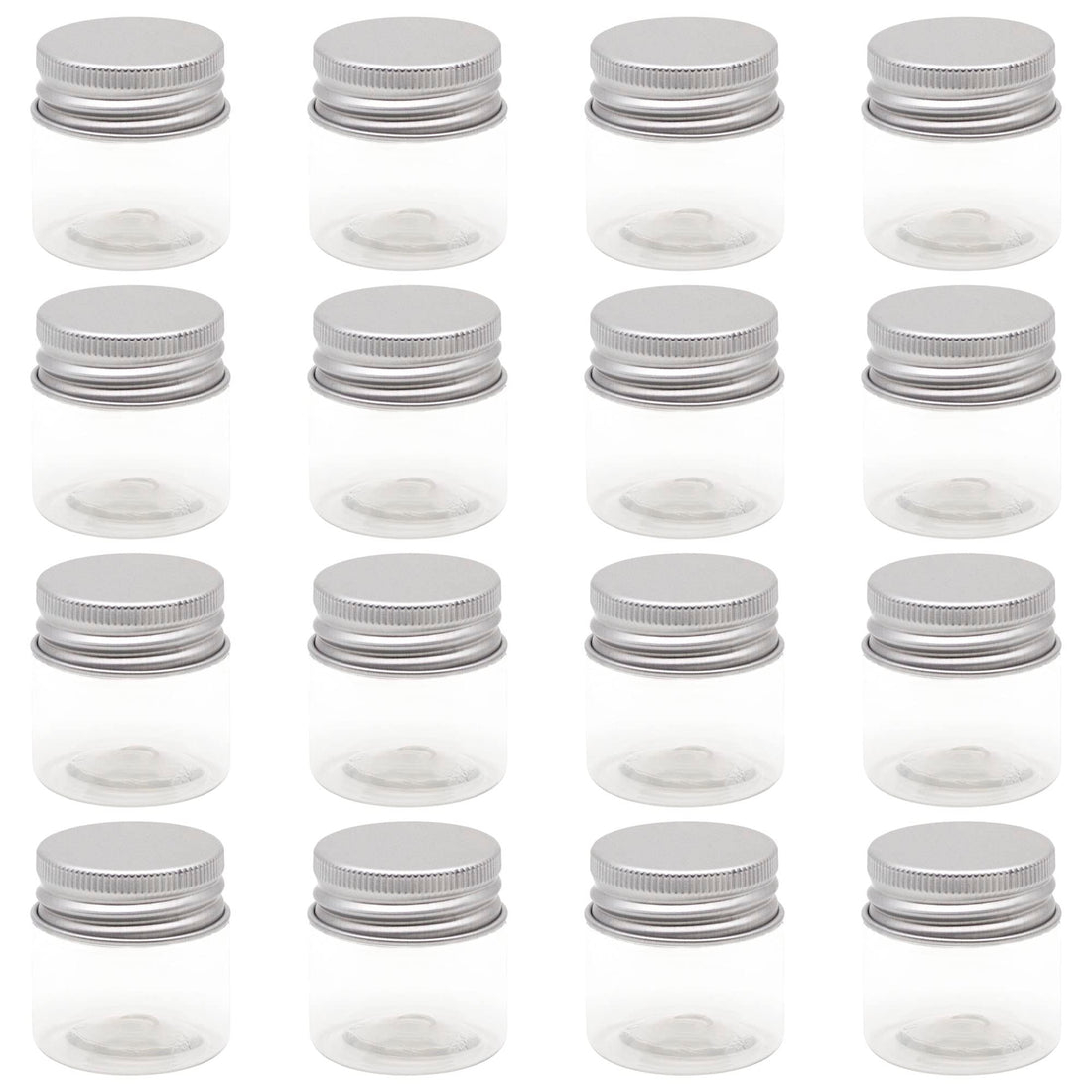 20pcs 30ml Clear White Plastic Jar - Silver Metal Lid - High Quality Healthy Plastic Empty Refill Jar Storage Containers Storage Containers Empty Round - By artistic